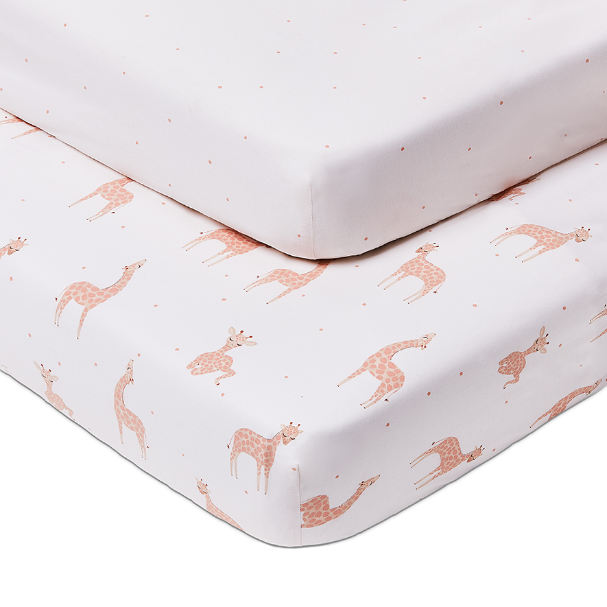 Adairs Baby - Baby Animal Cotton Giraffe Fitted Sheet Range | Adairs