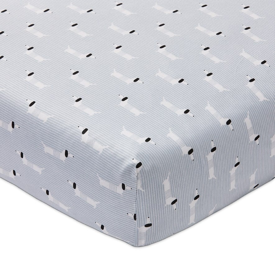 Adairs Baby - Sausage Dog Powder Blue Cotton Bamboo Sheets | Adairs