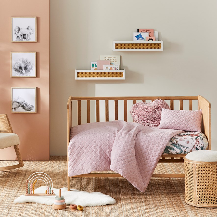 Blush pink hot sale cot bedding