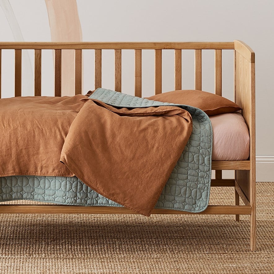 Adairs Baby Vintage Washed Linen Caramel Cot Quilt Cover Set Adairs