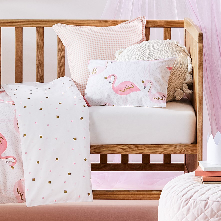 Adairs Kids Flamingo Queen Pink Cot Quilt Cover Set Adairs