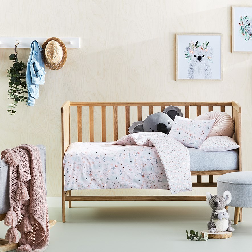 Pale pink hot sale cot bedding