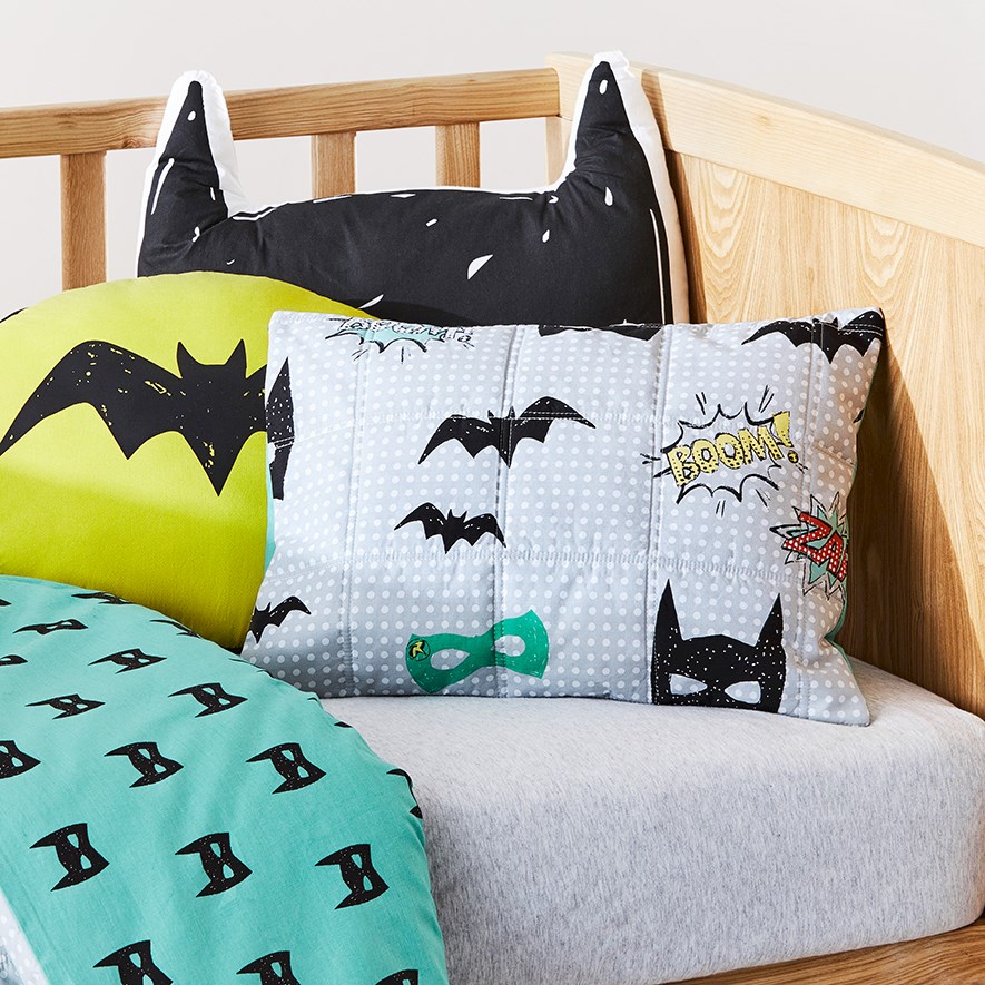 Adairs Kids Batman Robin Quilted Cot Quilt Cover Set Adairs