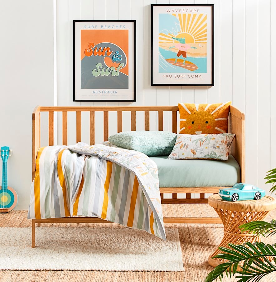 Surf top baby bedding