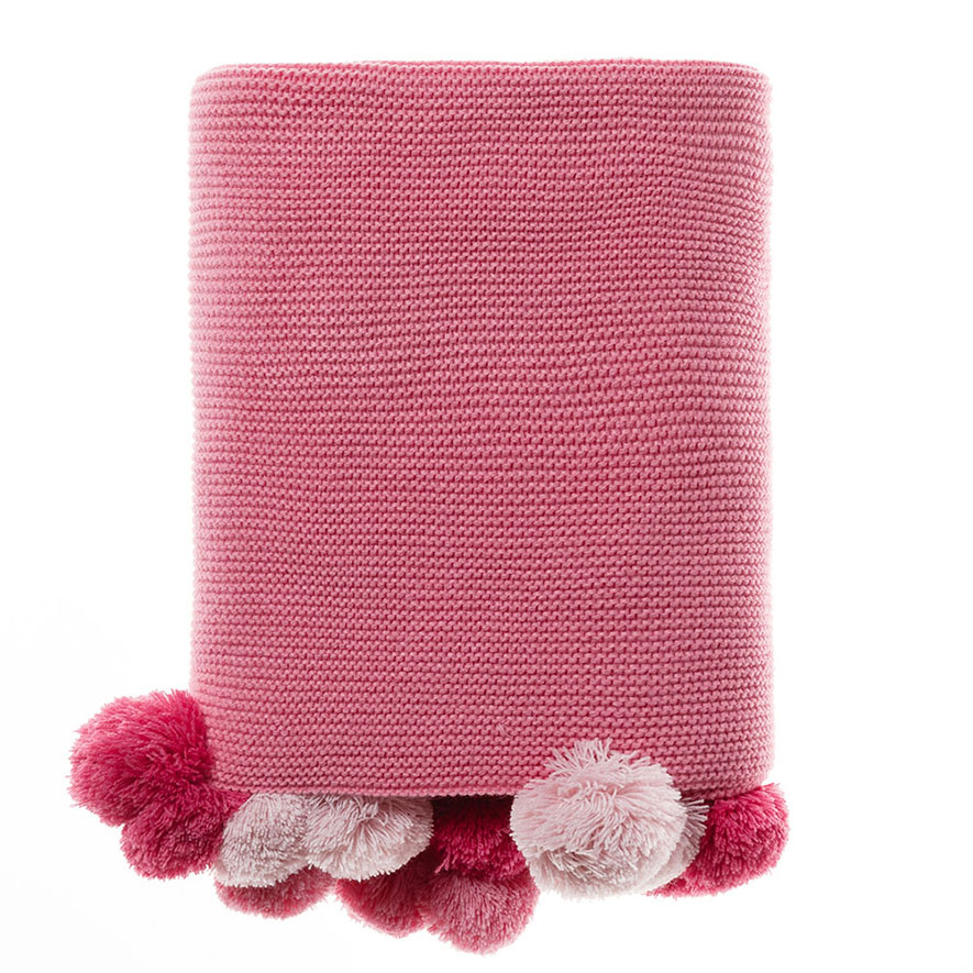 Adairs Kids Pink Pom Pom Throw