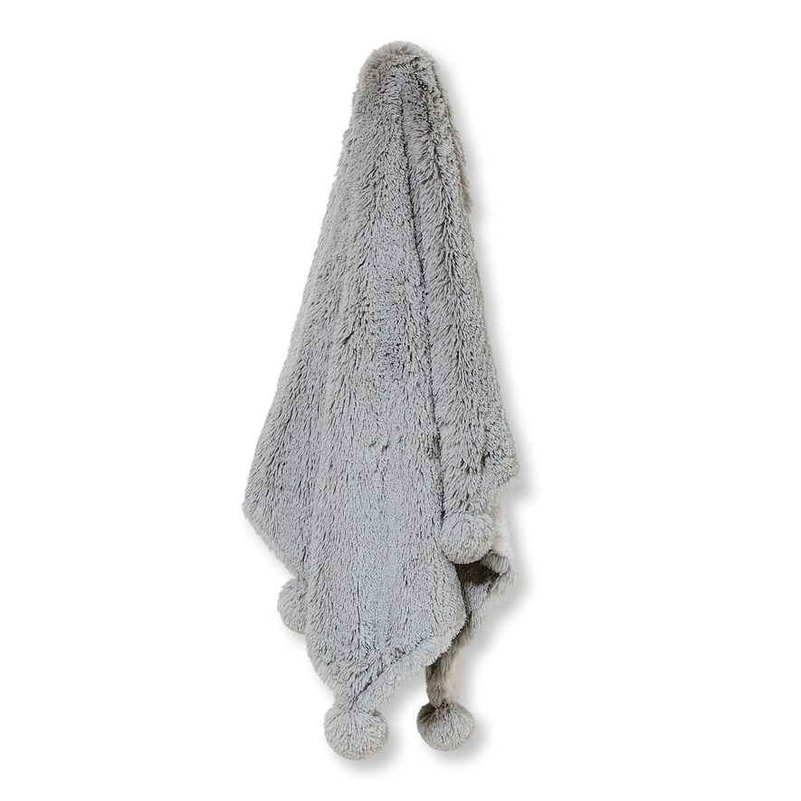 Adairs Kids Snuggly Sherpa Grey Pom Pom Throw Adairs