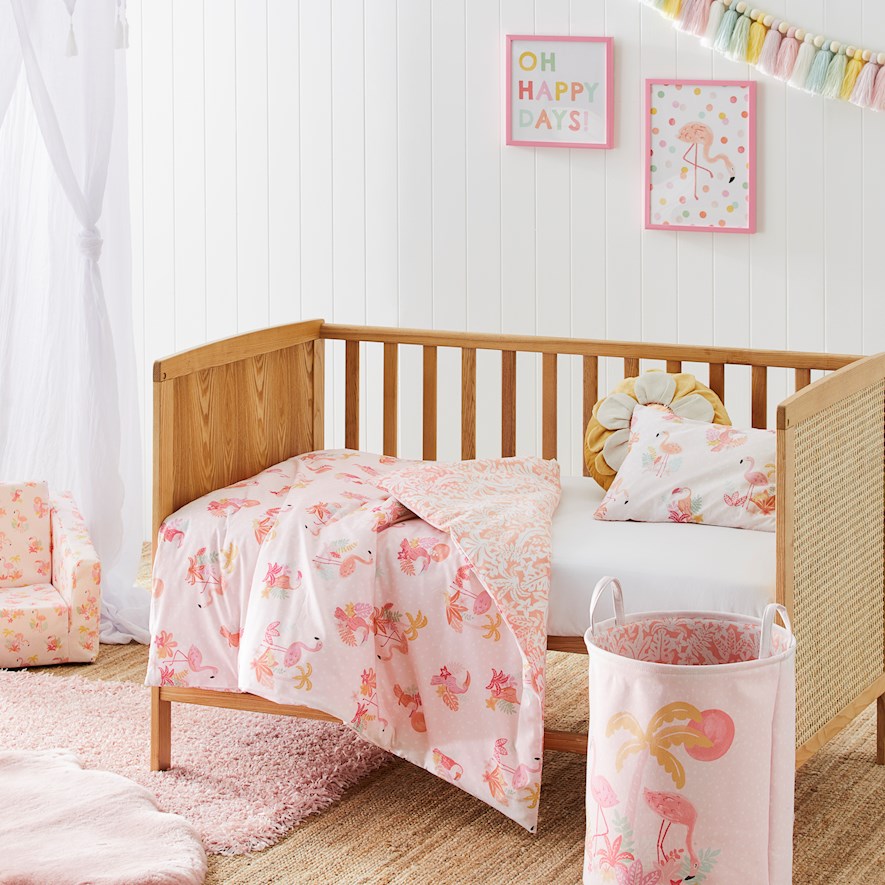 Pink cot best sale quilt cover