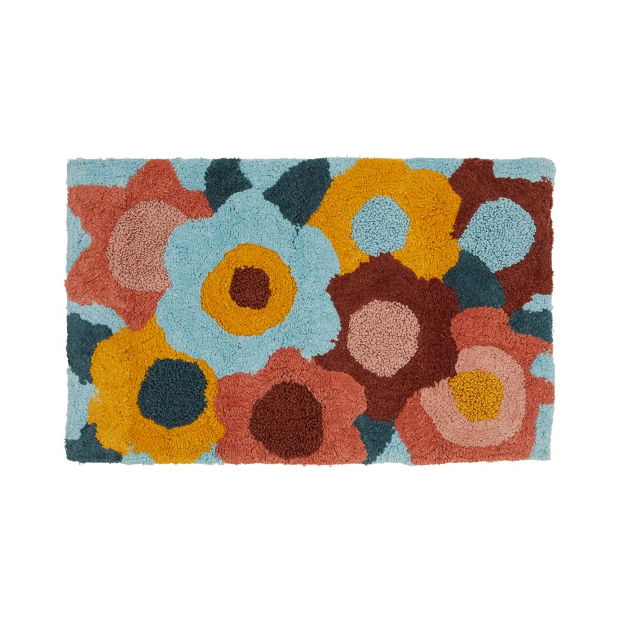 70's Floral Mustard Multi Bath Mat | Adairs