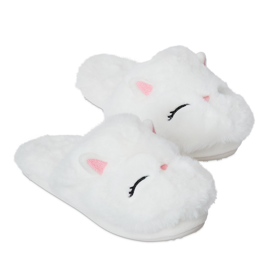 White discount cat slippers