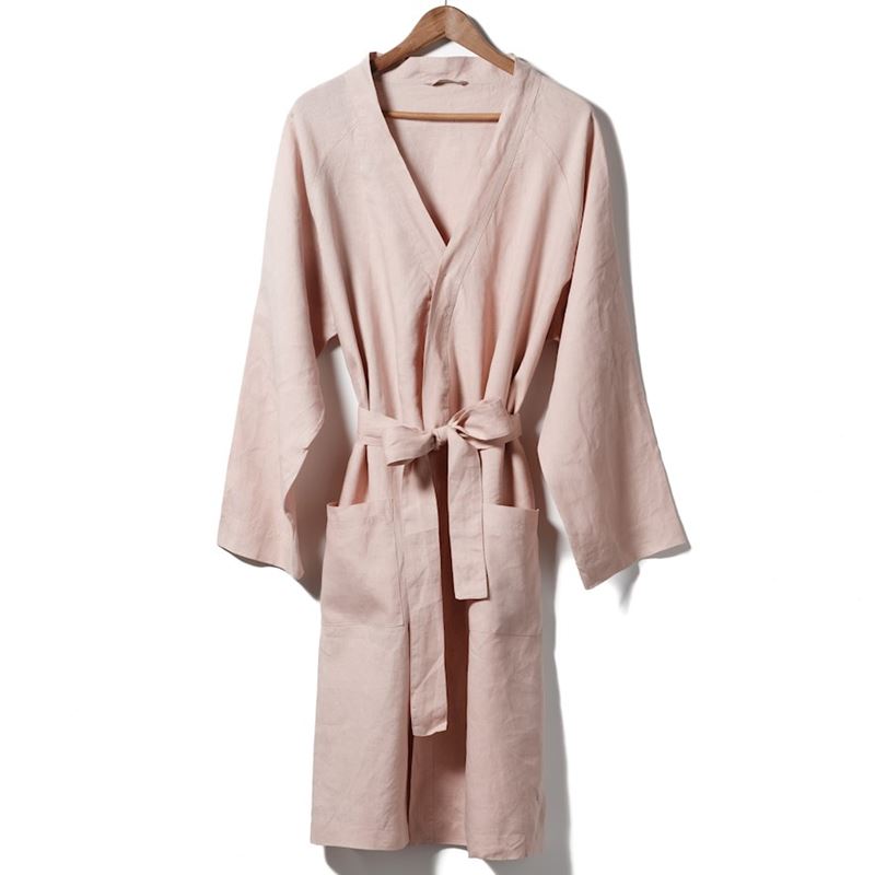 Vintage Washed Nude Pink Linen Robe | Adairs