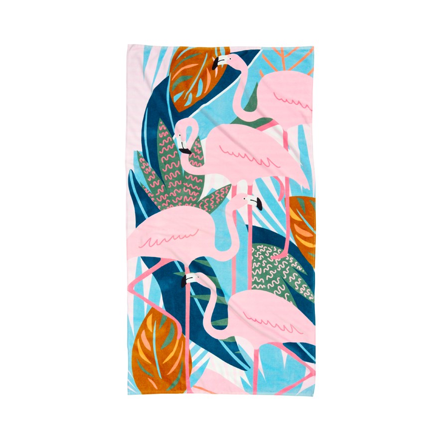 Flamingo Dream Velour Beach Towel | Adairs