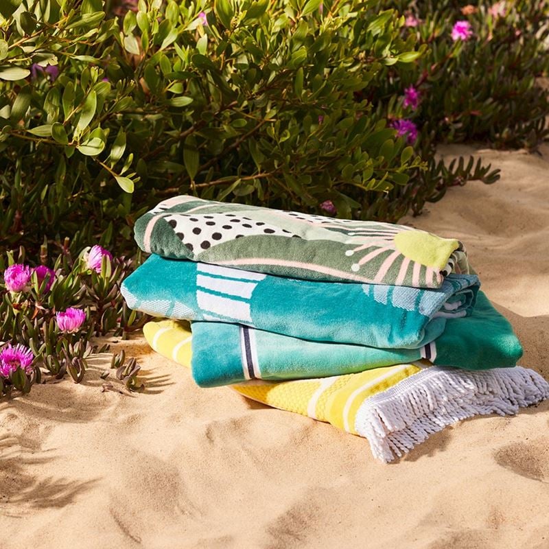 Aruba Stripe Teal Velour Beach Towel