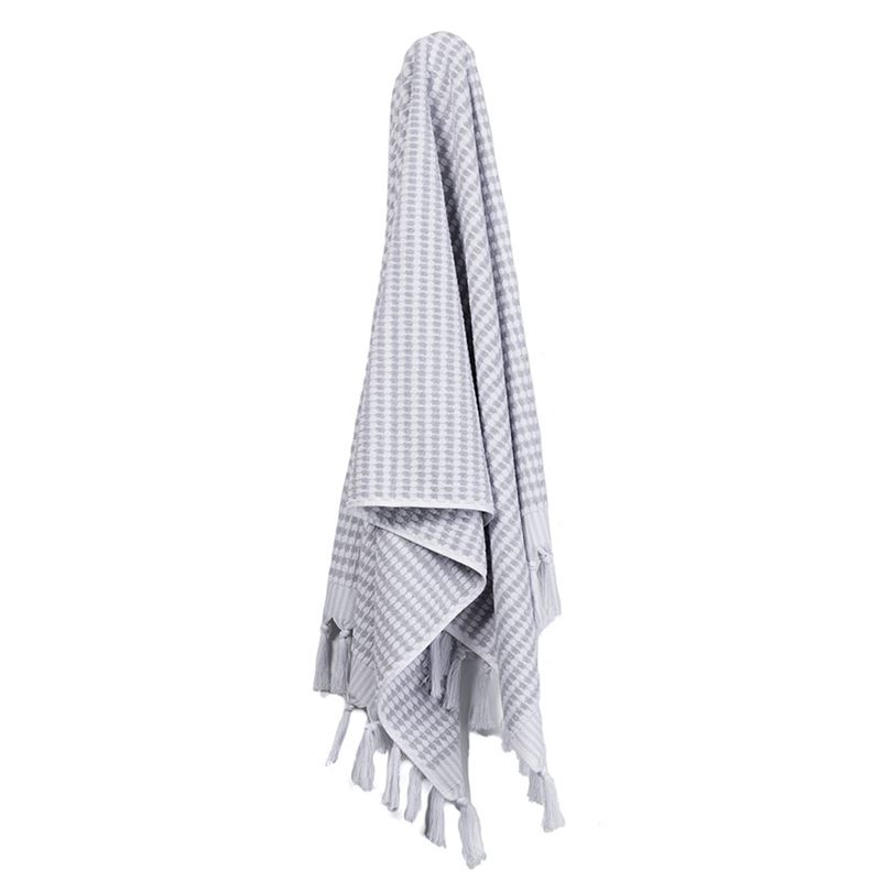 Home Republic - European Seville Grey & White Bobble Towel | Adairs