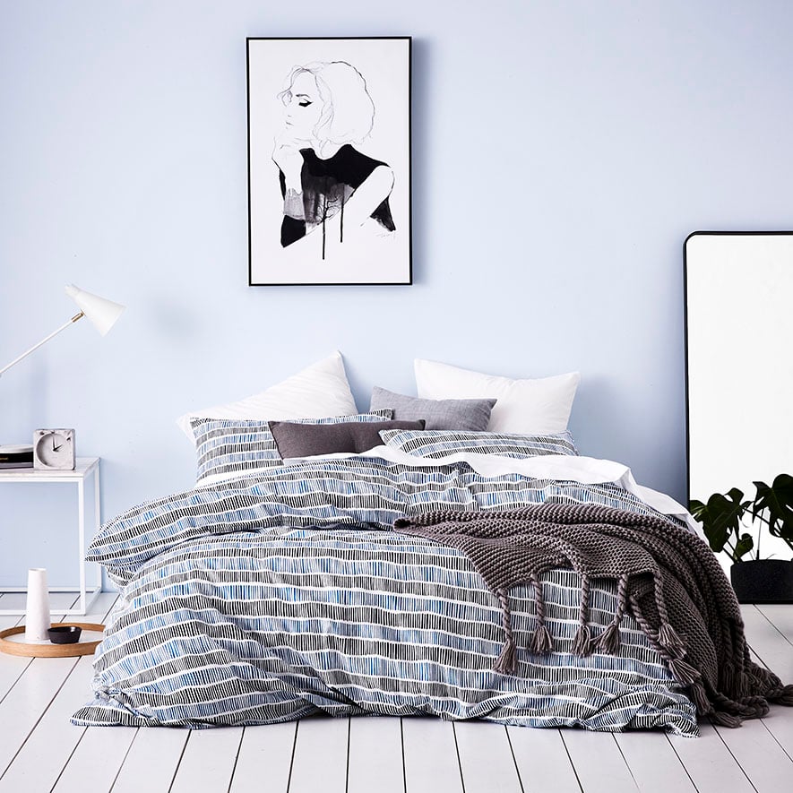 Metro - Blue Stick Blue Quilt Cover Set + Separates | Adairs