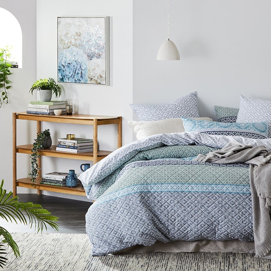 Metro - Stockholm Azure Quilted Quilt Cover Set + Separates | Adairs