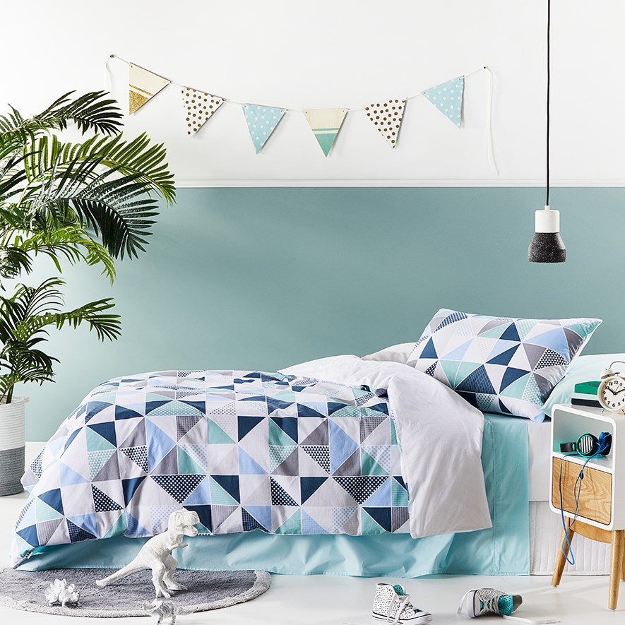 Metro - Julio Geo Blue Quilt Cover Set Separates | Adairs