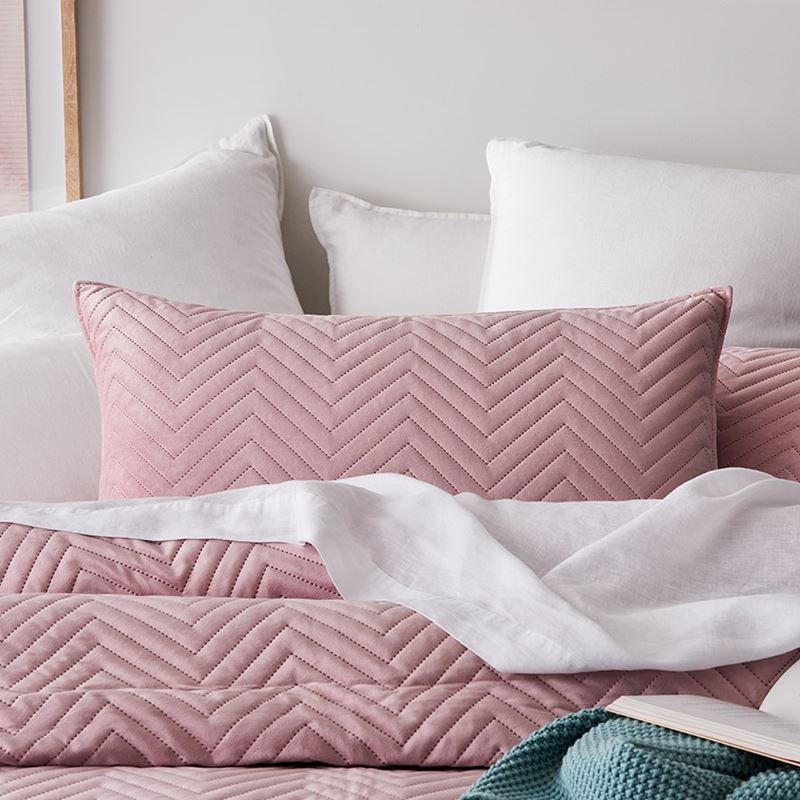 Lee Velvet Pink Quilted Quilt Cover Set + Separates | Adairs