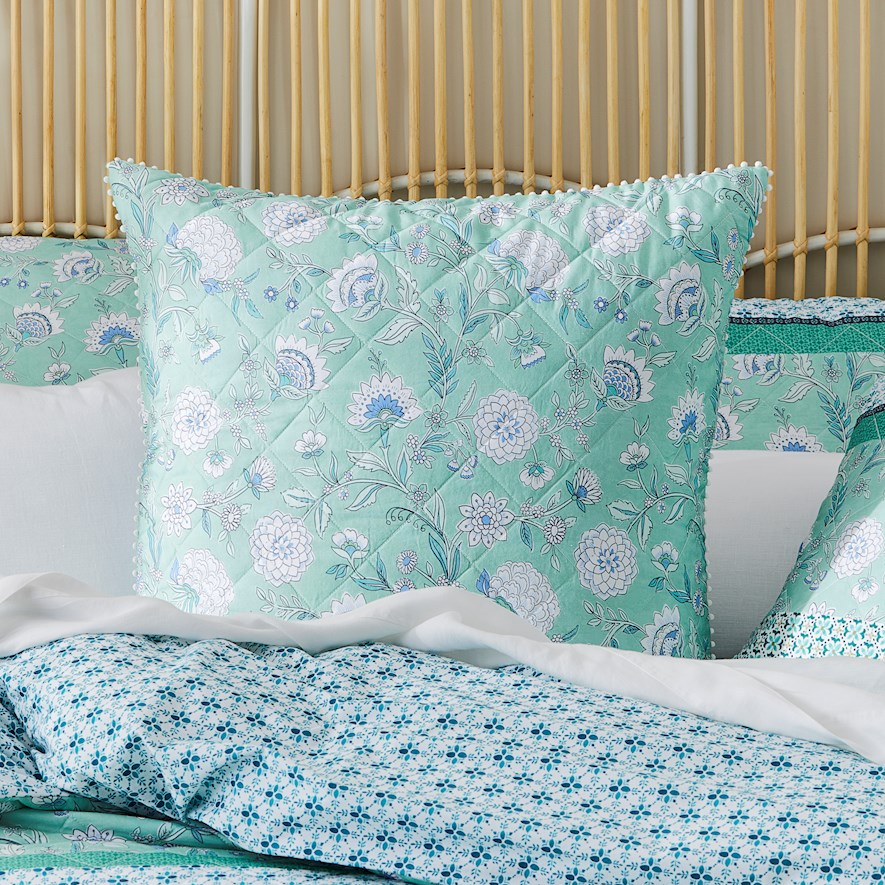 Clara Quilted Turquoise Pillowcase | Adairs