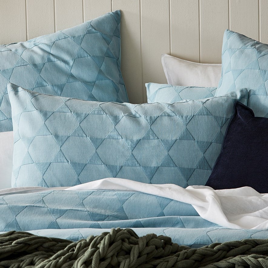 Lennox Matelasse Ocean Pillowcase | Adairs