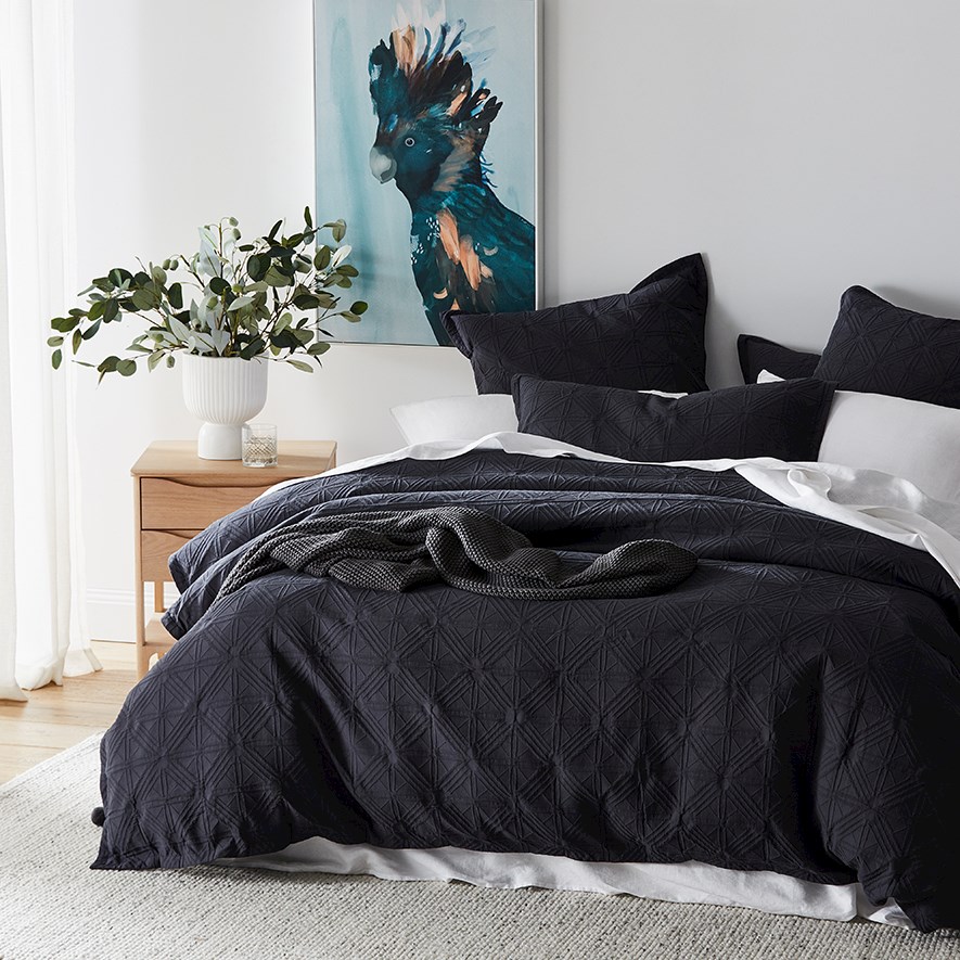 Villa Charcoal Quilt Cover Separates