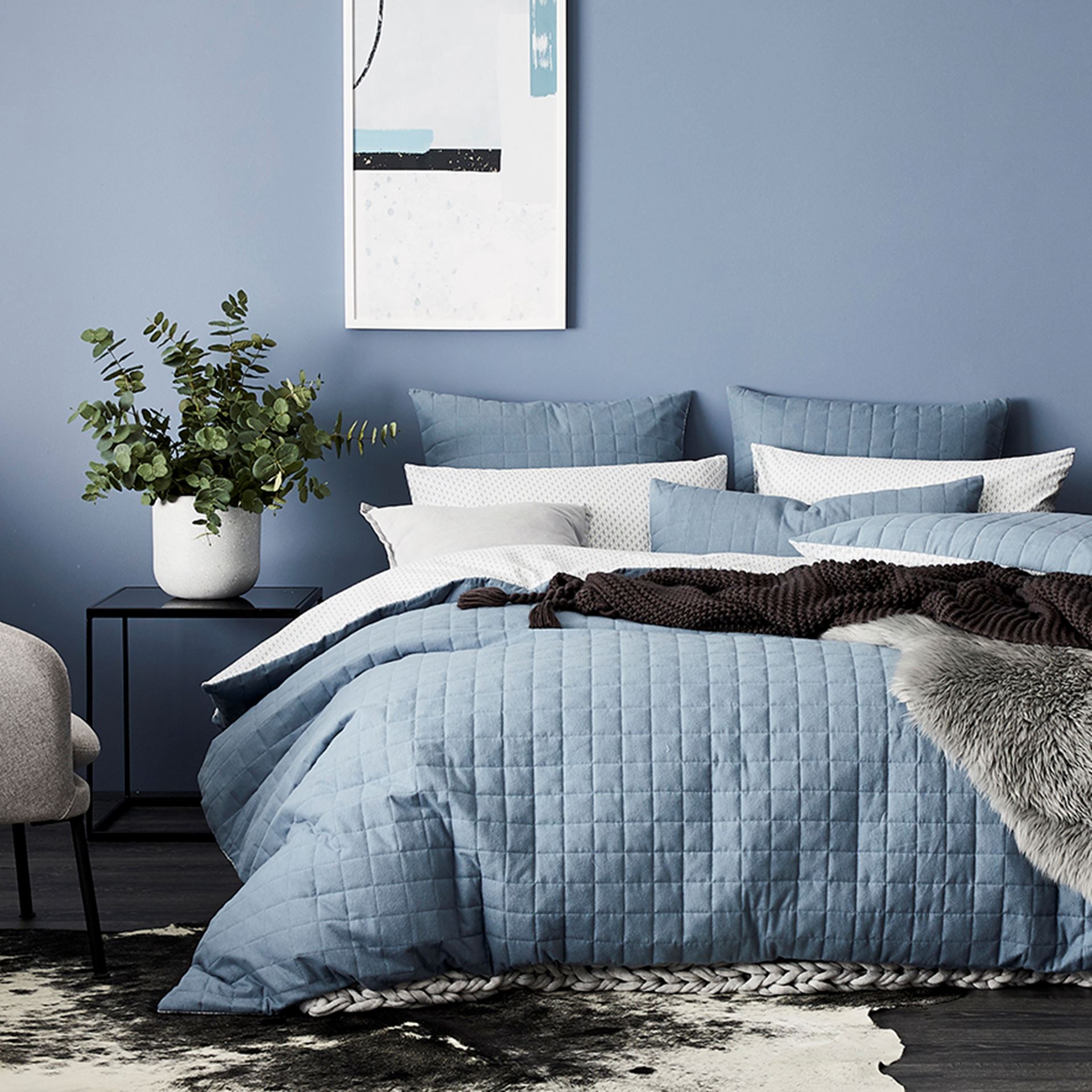 Home Republic - Amaranth Quilted Quilt Cover Blue - Bedroom - Quilt Covers  & Coverlets - Adairs Online