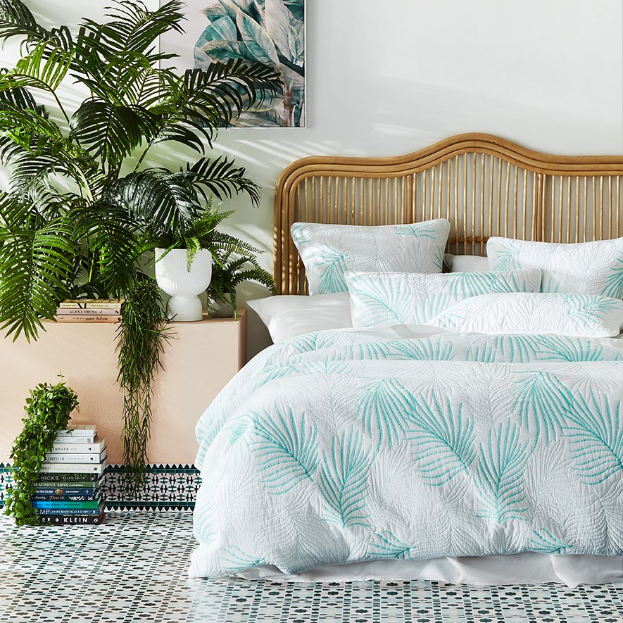 Home Republic - Coco Palm Leaf Quilted Quilt Cover Separates | Adairs