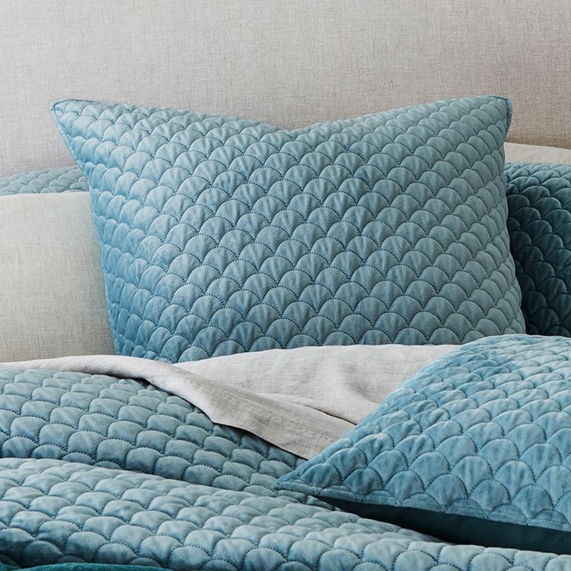 Waves Velvet Mineral Quilted Quilt Cover Separates | Adairs