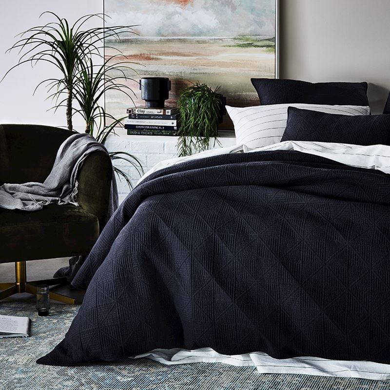 Prism Charcoal Quilted Quilt Cover Separates | Adairs