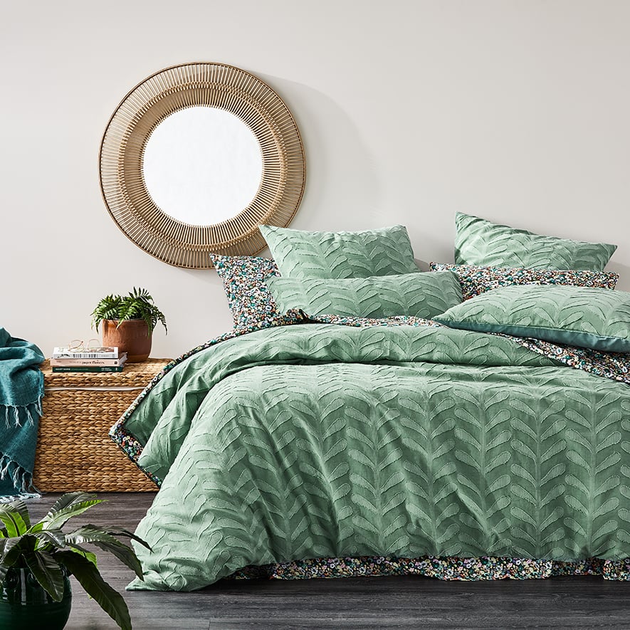 Home Republic - Aloe Green Quilt Cover Set + Separates | Adairs