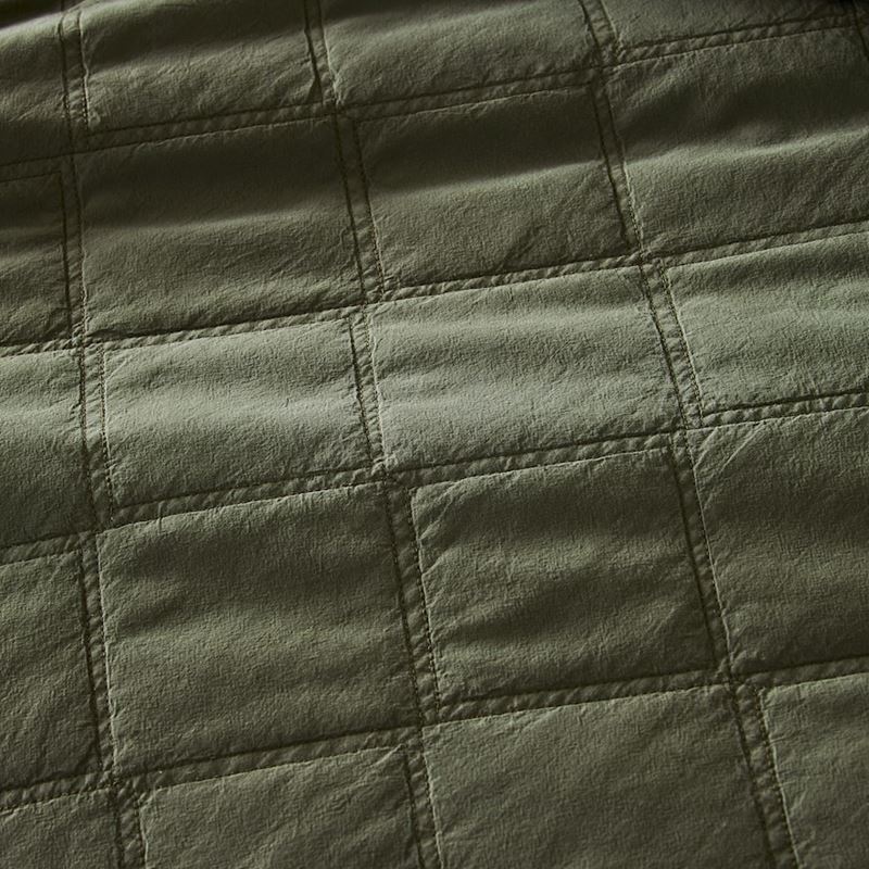 Stonewashed Cotton Bay Leaf Quilted Coverlet Separates | Adairs