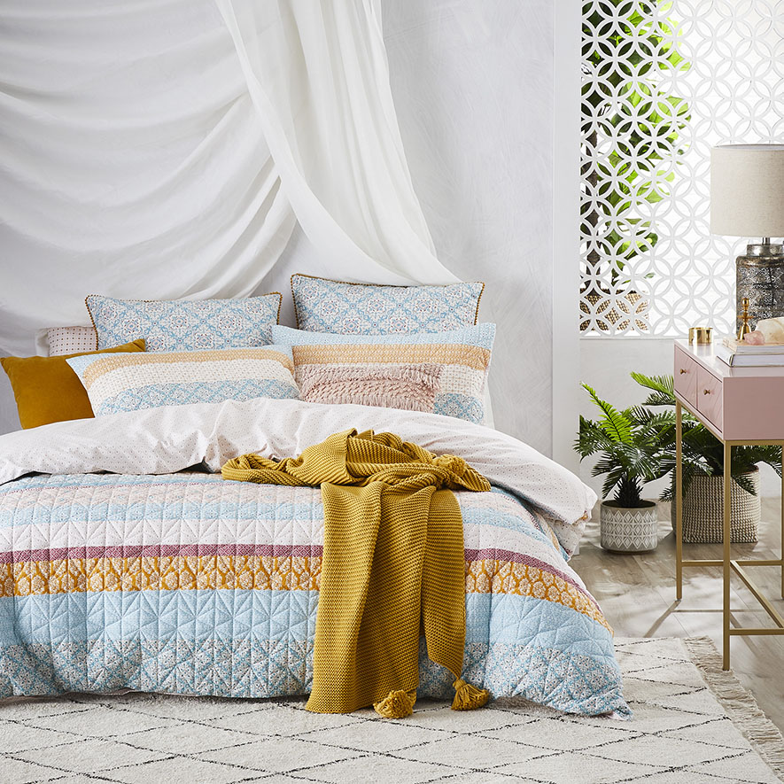 Mercer + Reid - Jewel Blue Quilted Quilt Cover Separates | Adairs