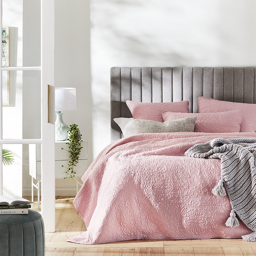 Chloe Peony Pink Quilted Coverlet Separates | Adairs