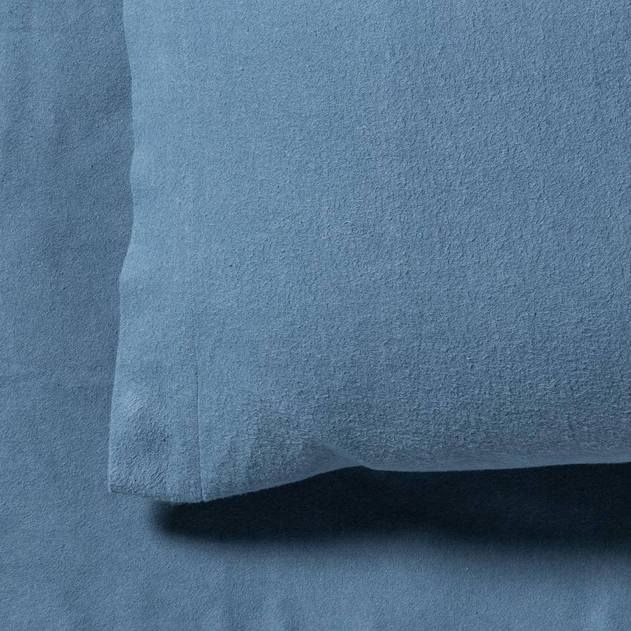 Mercer + Reid - Plain Dye Flannelette Blue Sheet Separates | Adairs