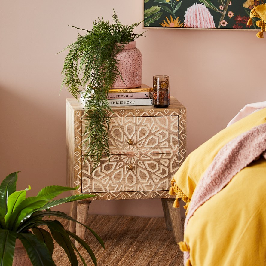 White boho deals bedside table