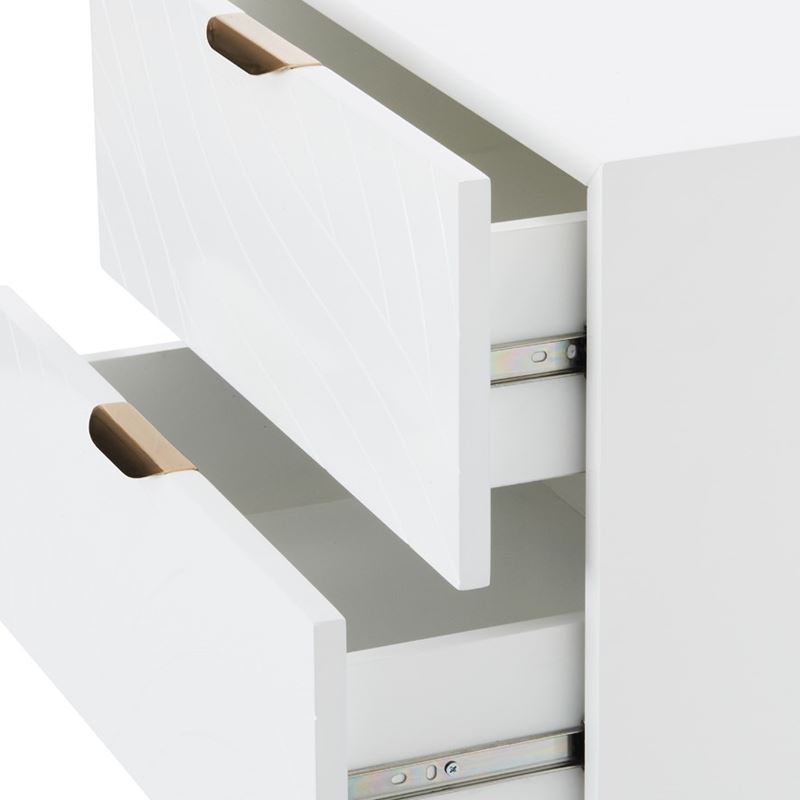 Home Republic - Stella White & Gold 2 Drawer Bedside Table | Adairs