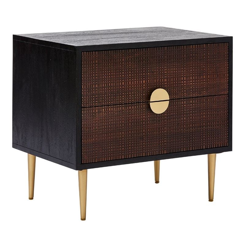 Home Republic - Porter Midnight & Gold 2 Drawer Bedside Table | Adairs