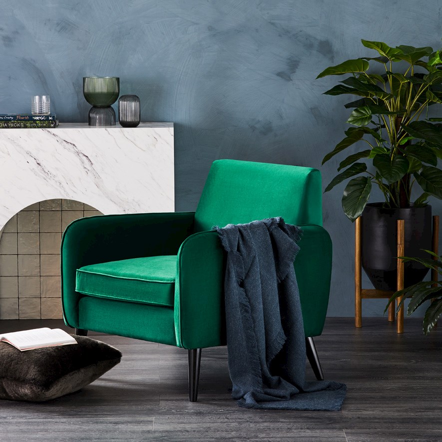 Portland Hunter Green Velvet Chair Adairs