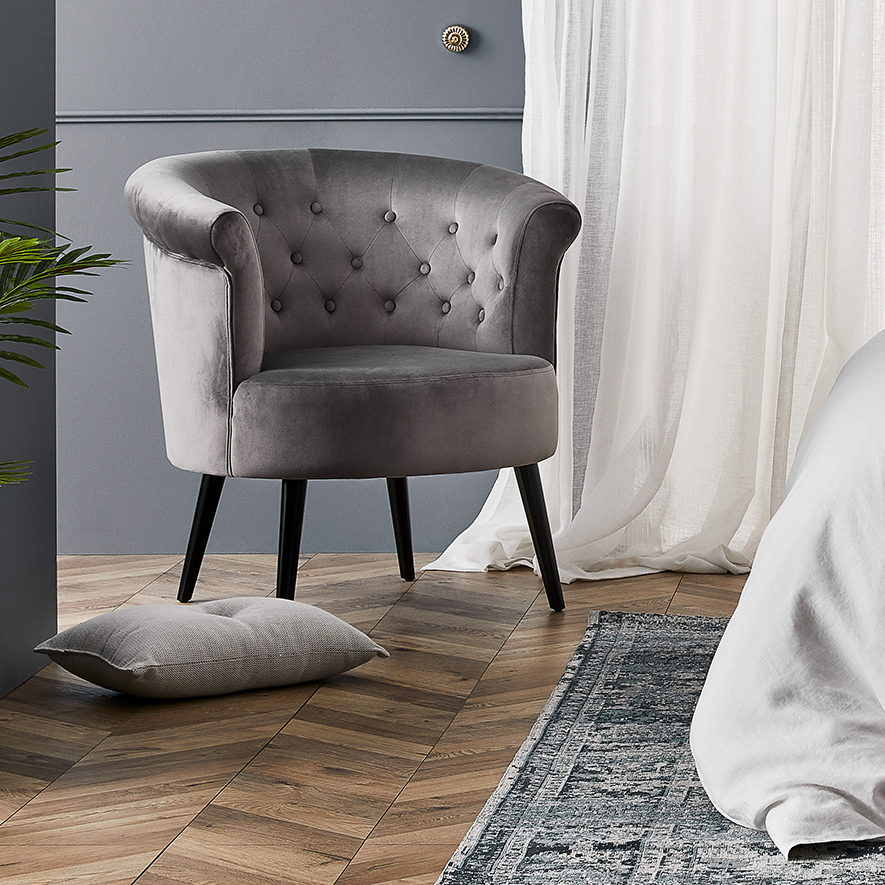 Bella Mid Grey Velvet Chair Adairs