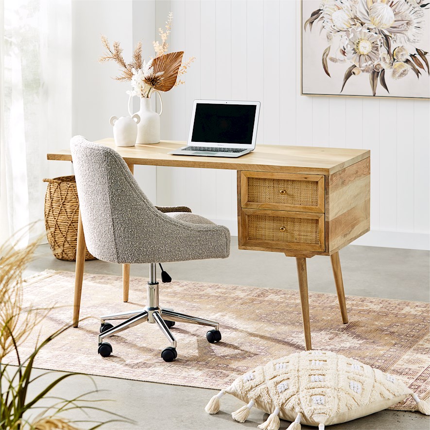 Neville Boucle Desk Chair Furniture Adairs