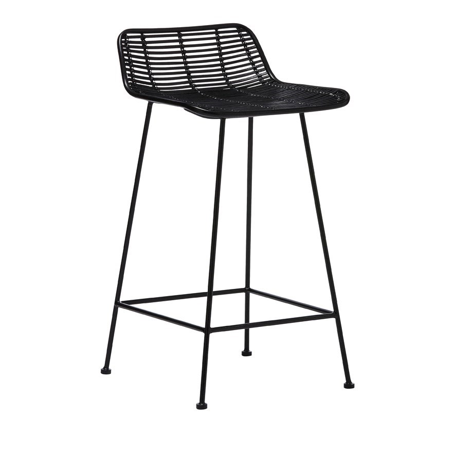 black and rattan stool