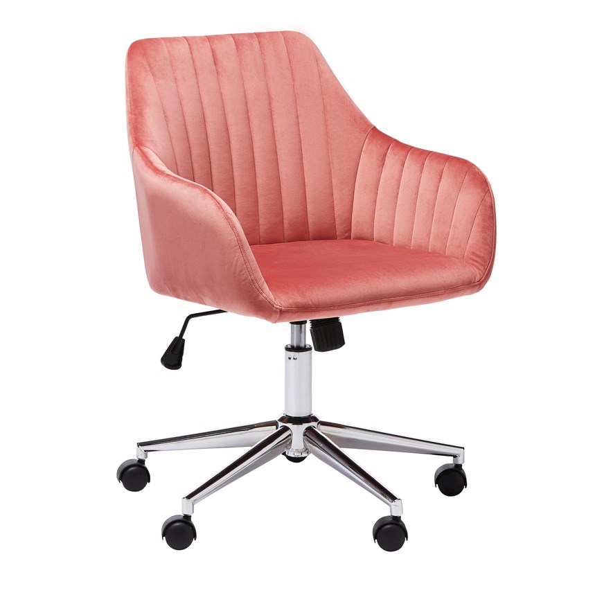 Munich Peony Rose Velvet Office Desk Chair Adairs