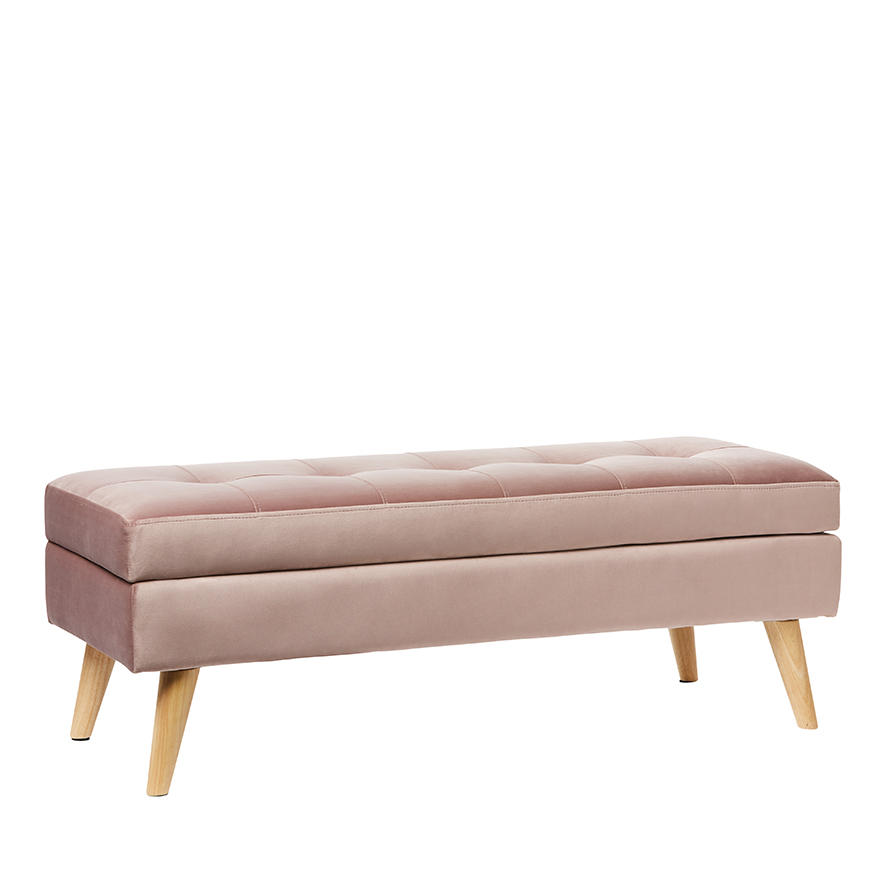 small pink velvet bench