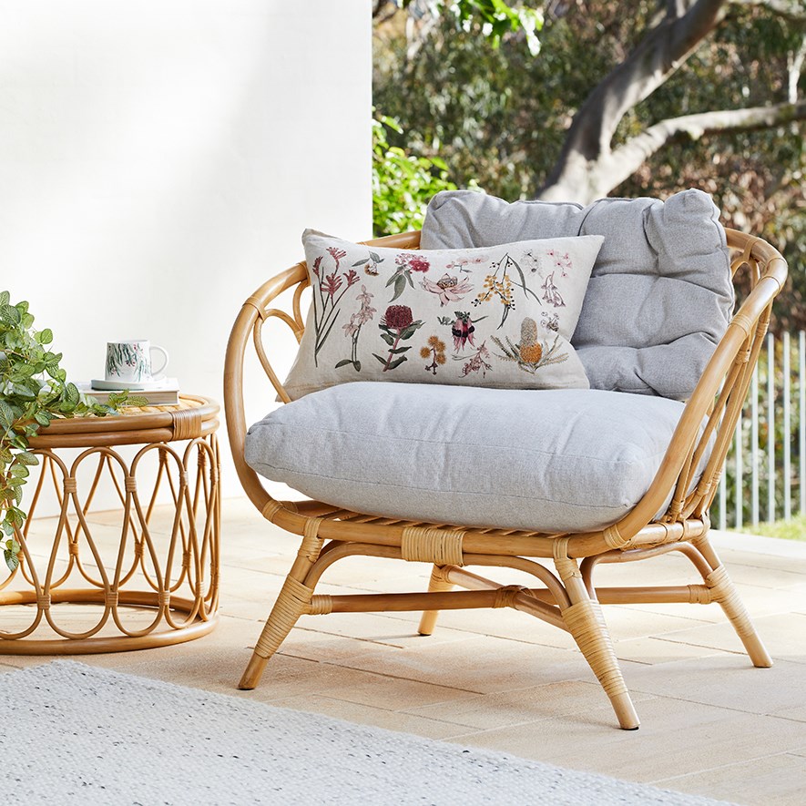 Home Republic Capri Natural Grey Rattan Loop Chair Adairs