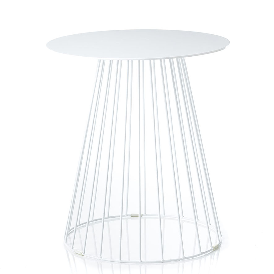 white wire side table