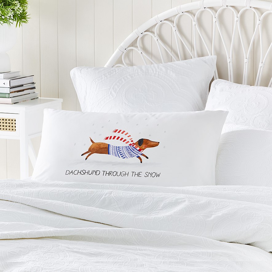 Dachshund Through The Snow Text Pillowcases Adairs