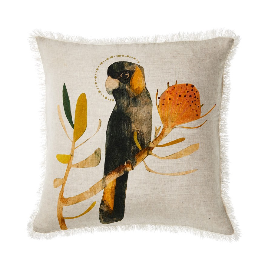 Dana Kinter Black Cockatoo Cushion Adairs