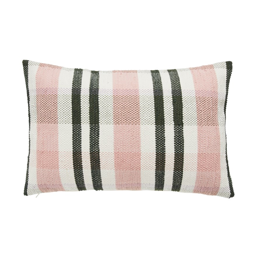 Pink and discount grey check cushions