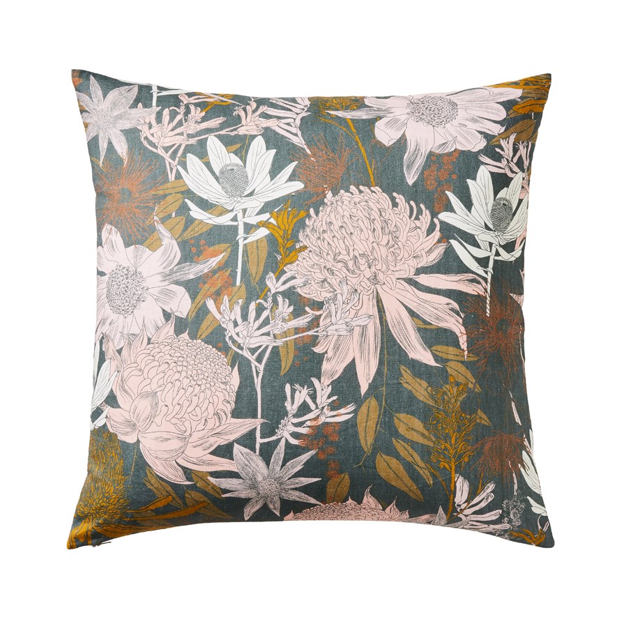 Winter Native Flora Green Cushion | Adairs