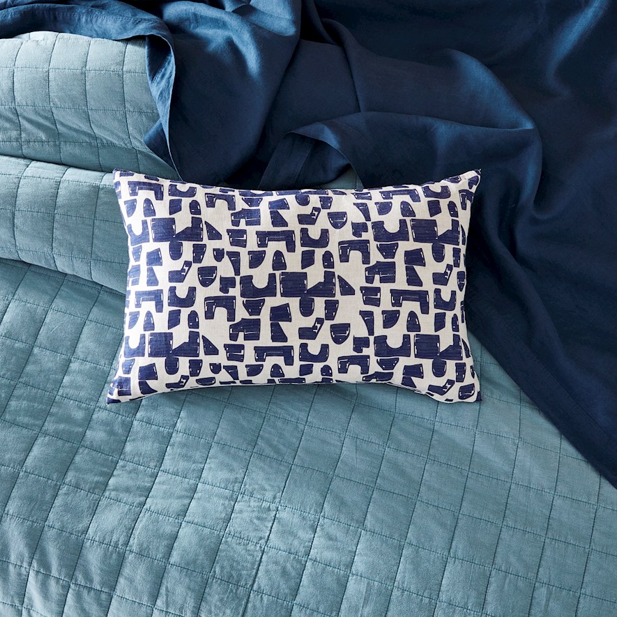 Riley Blue Linen Cushion | Adairs