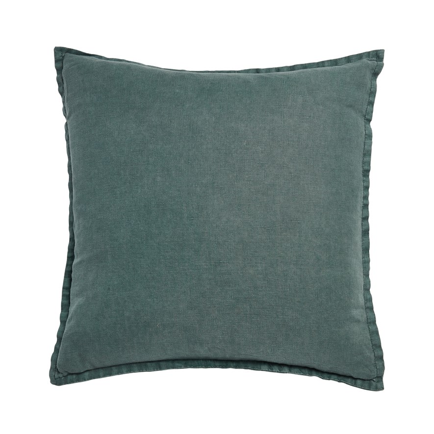 Belgian Deep Sage Vintage Washed Linen Cushion | Adairs
